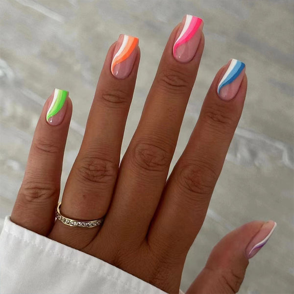 12 Sizes-24 Pcs Press On Nails C389