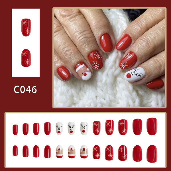12 Sizes-24 Pcs Press On Nails C046