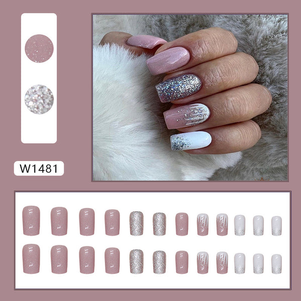 12 Sizes-24 Pcs Press On Nails W1481