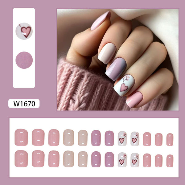 12 Sizes-24 Pcs Press On Nails W1670