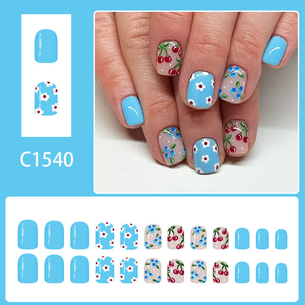 12 Sizes-24 Pcs Press On Nails C1540