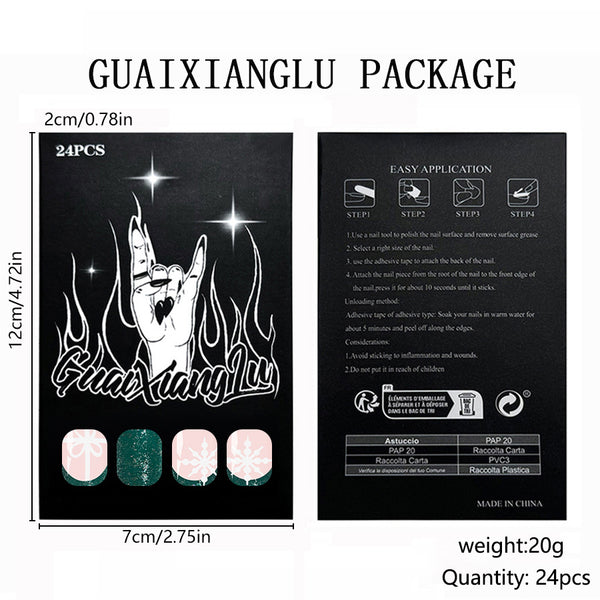 12 Sizes-24 Pcs Press On Nails C1324
