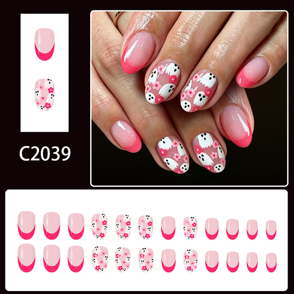 12 Sizes-24 Pcs Press On Nails C2039