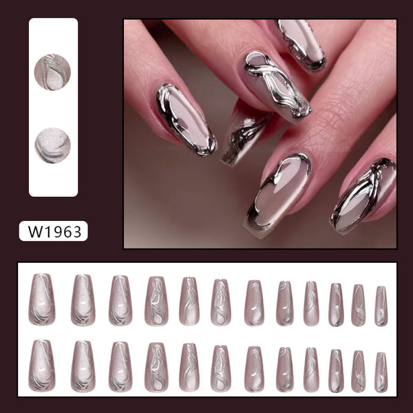 12 Sizes-24 Pcs Press On Nails W1963