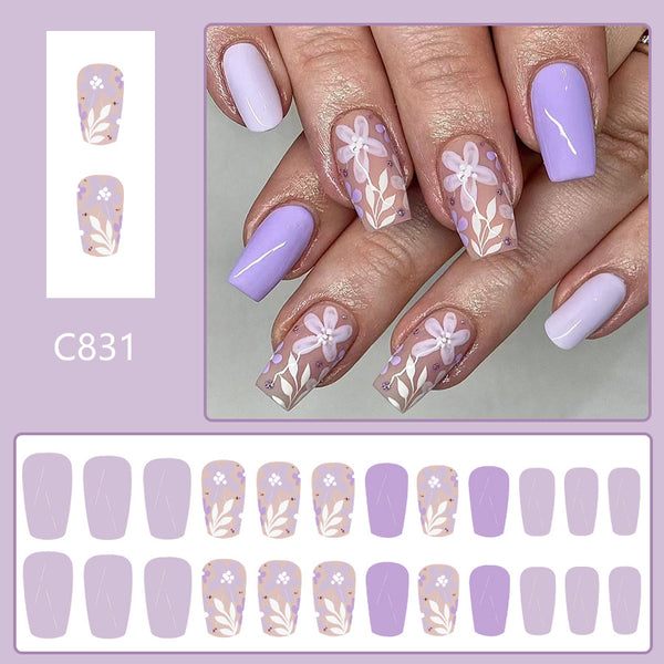 12 Sizes-24 PcsPress On Nails C831