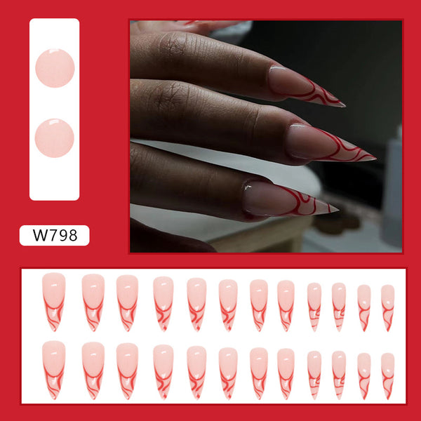 12 Sizes-24 Pcs Press On Nails W798