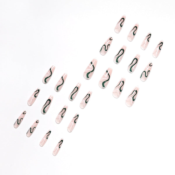 French Glossy Long Press on Nails