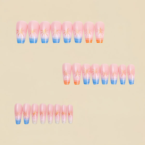 12 Sizes-24 Pcs Press On Nails Y1081