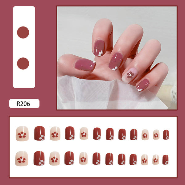 12 Sizes-24 Pcs Press On Nails R201