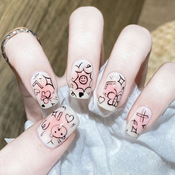 12 Sizes-24 Pcs Press On Nails R639
