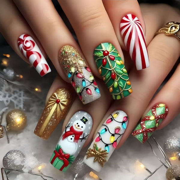 12 Sizes-24 Pcs Press On Nails Y1318