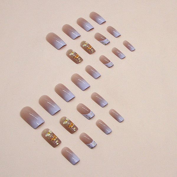 Butterfly Glossy Medium Square Press on Nails