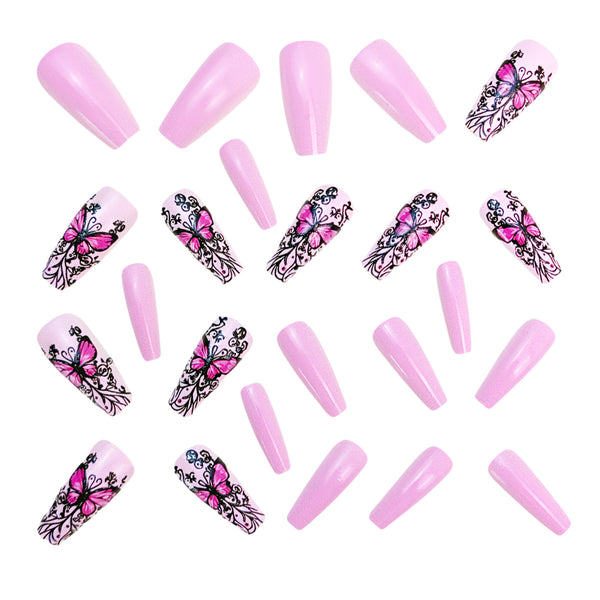 12 Sizes-24 Pcs Press On Nails Y912
