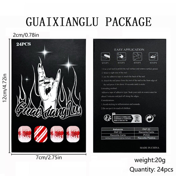 12 Sizes-24 Pcs Press On Nails C1277