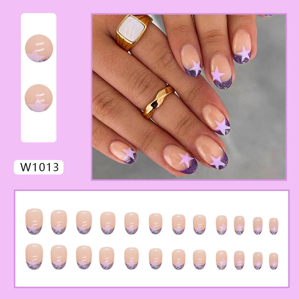 12 Sizes-24 Pcs Press On Nails W1013