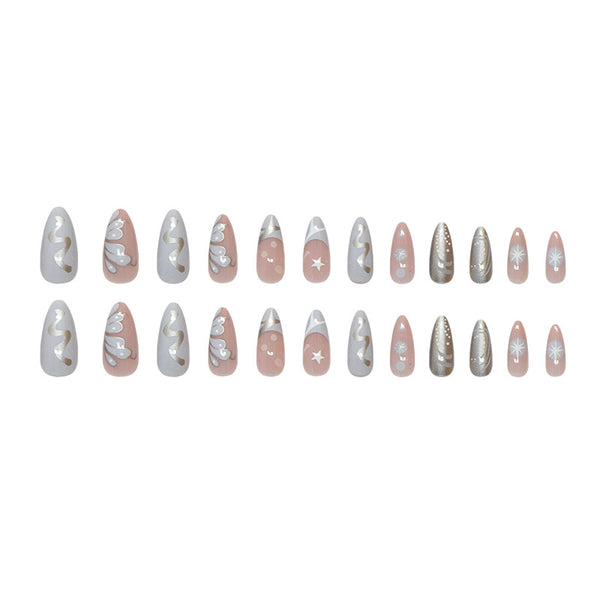 12 Sizes-24 Pcs Press On Nails W1827