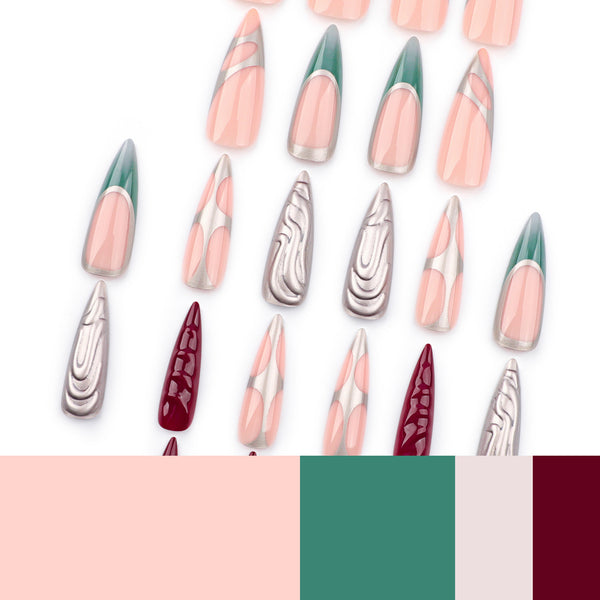 12 Sizes-24 Pcs Press On Nails JP3523