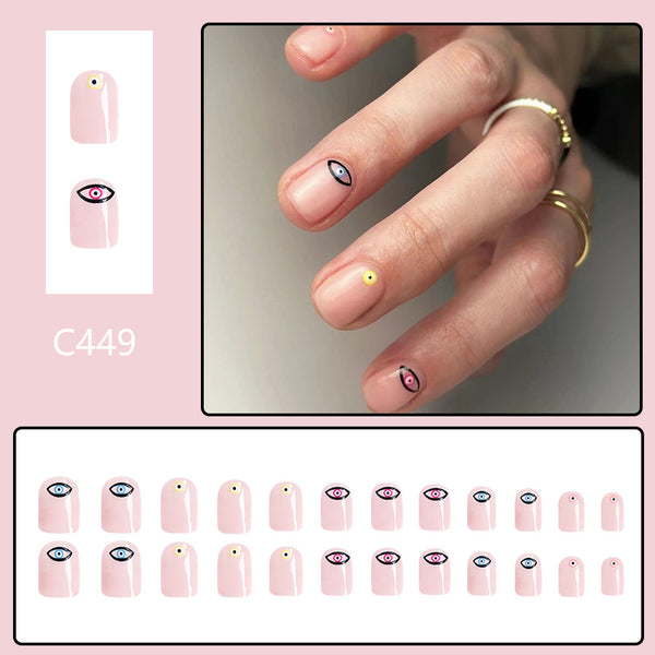 12 Sizes-24 Pcs Press On Nails C449