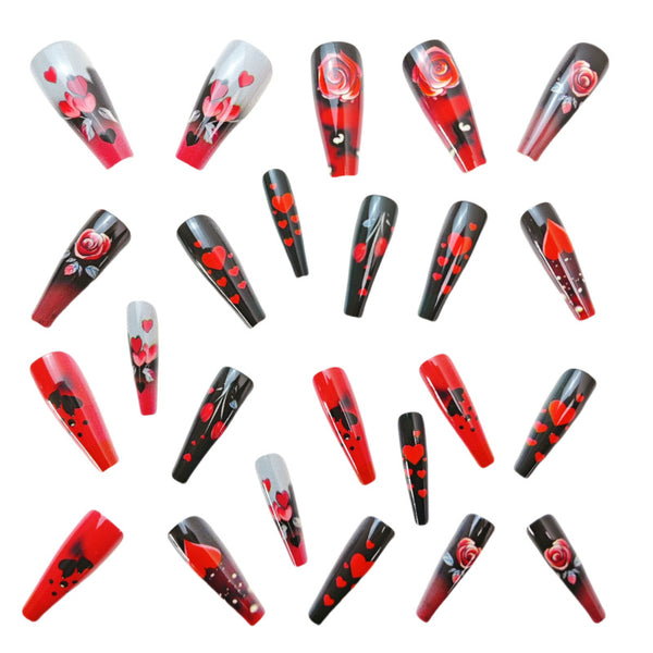 12 Sizes-24 Pcs Press On Nails Y532