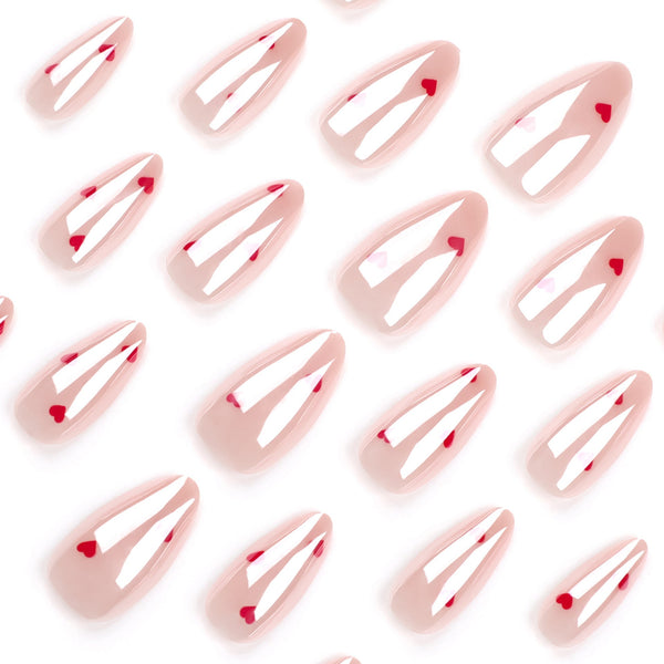 Almond Glossy Medium Pink Press on Nails