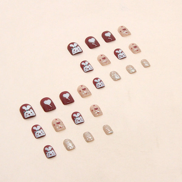 12 Sizes-24 Pcs Press On Nails R716