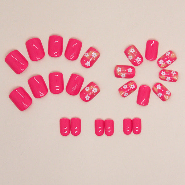 Glossy Pink Short Square Press on Nails