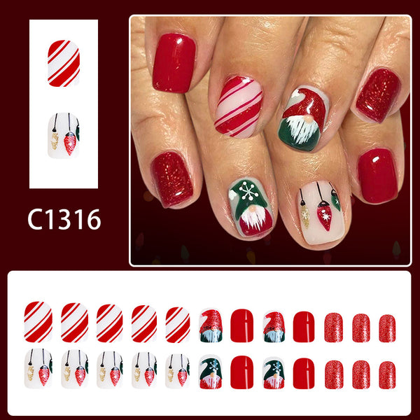 12 Sizes-24 Pcs Press On Nails C1316