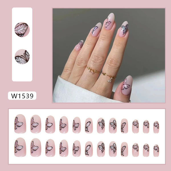 12 Sizes-24 Pcs Press On Nails W1539