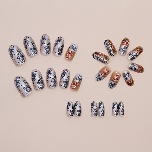 12 Sizes-24 Pcs Press On Nails W1859