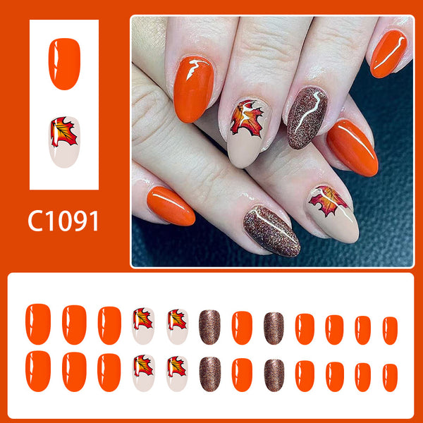 12 Sizes-24 Pcs Press On Nails C1091