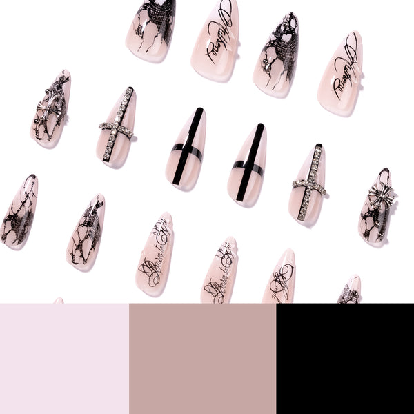 12 Sizes-24 Pcs Press On Nails JP4395