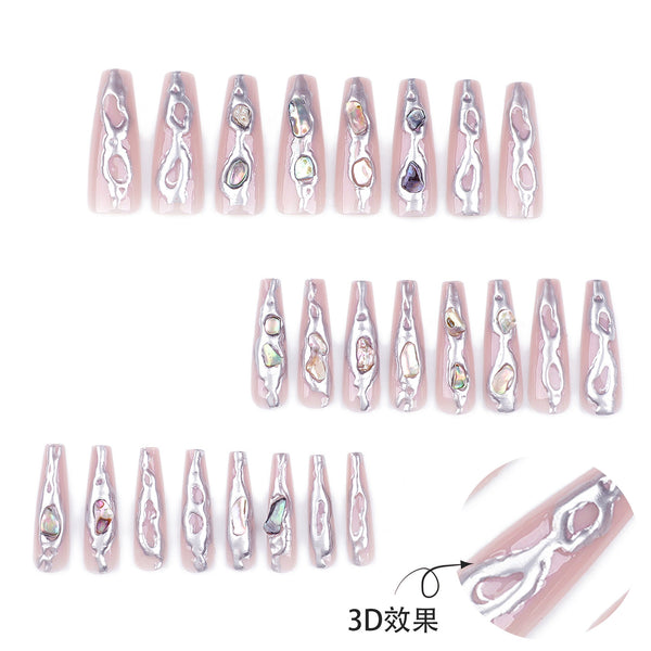 Long Pink Press on Nails