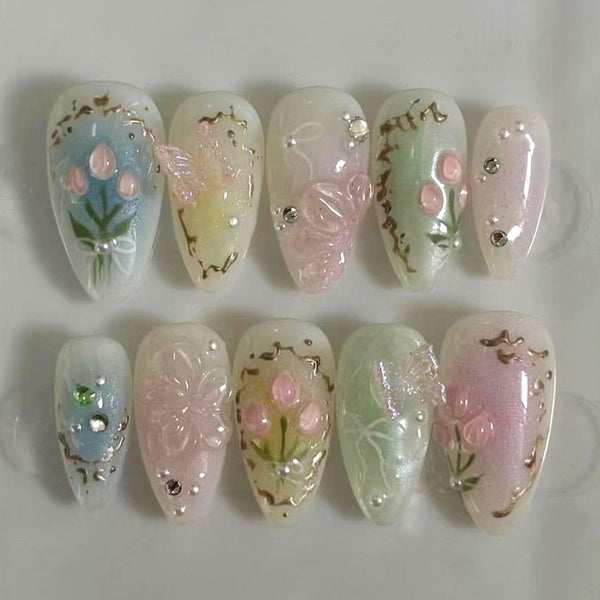 12 Sizes-24 Pcs Press On Nails JP3400