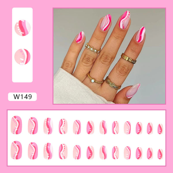 12 Sizes-24 Pcs Press On Nails W125