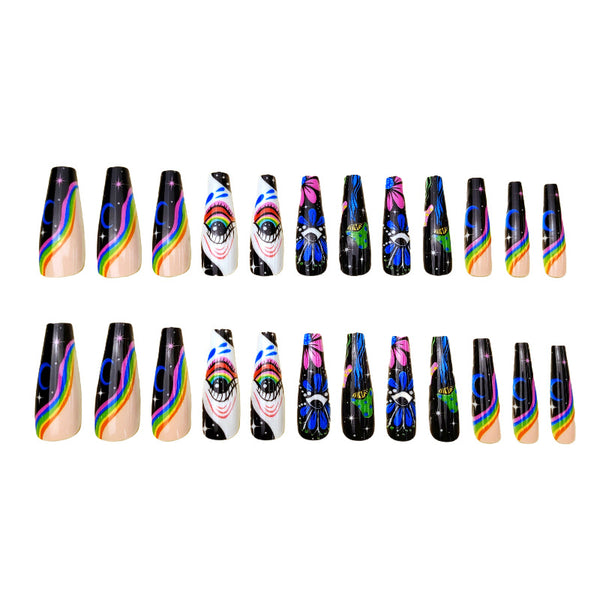 12 Sizes-24 Pcs Press On Nails Y076