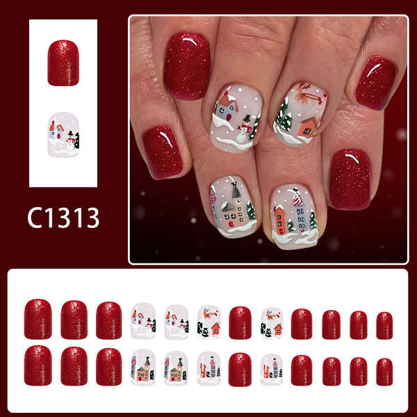 12 Sizes-24 Pcs Press On Nails C1313