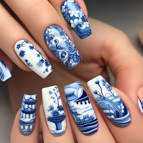 12 Sizes-24 Pcs Press On Nails Y415