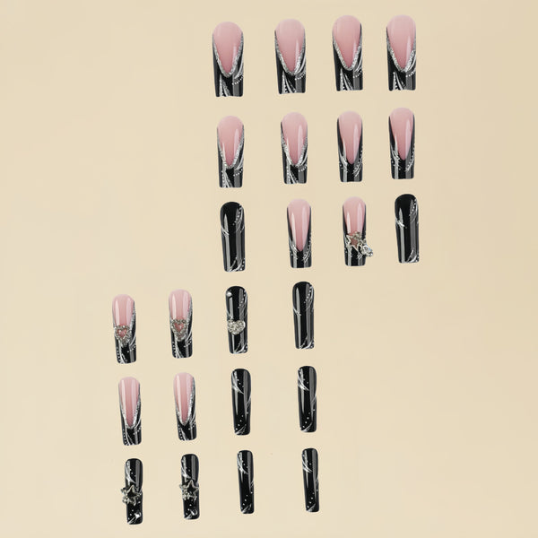 12 Sizes-24 Pcs Press On Nails D005
