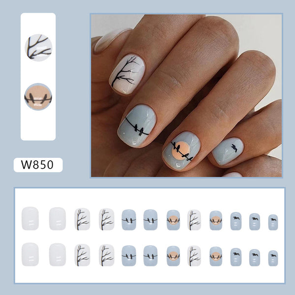 12 Sizes-24 Pcs Press On Nails W850