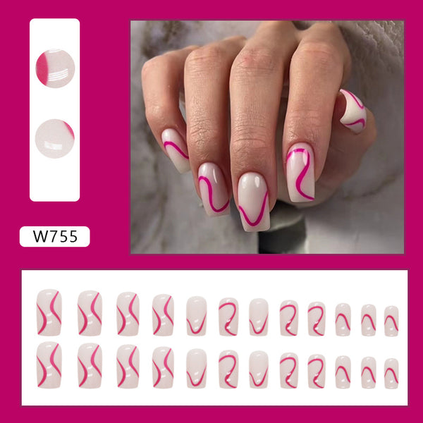 12 Sizes-24 Pcs Press On Nails W755
