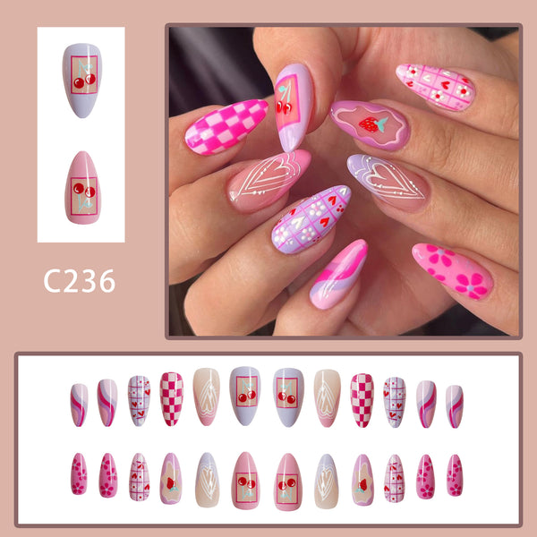 12 Sizes-24 PcsPress On Nails C236