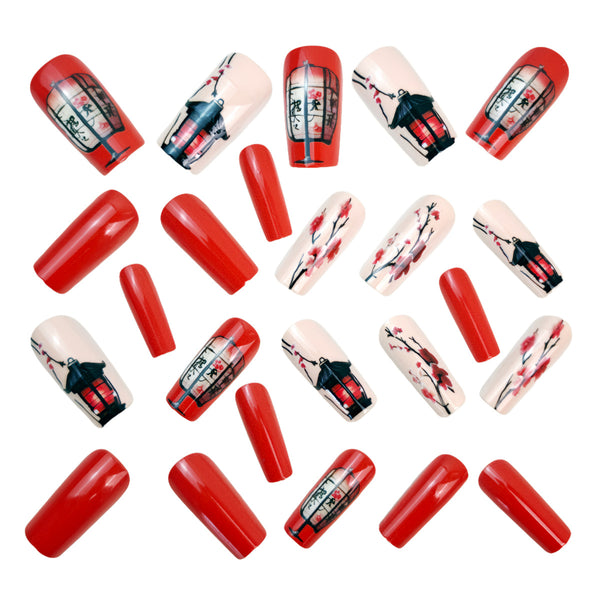 12 Sizes-24 Pcs Press On Nails Y1417