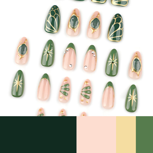 12 Sizes-24 Pcs Press On Nails JP3996