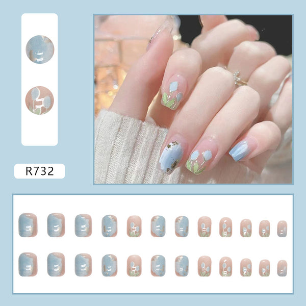 12 Sizes-24 Pcs Press On Nails R732