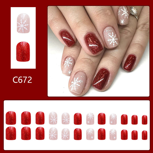 12 Sizes-24 Pcs Press On Nails C672