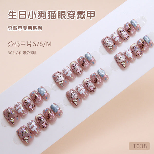 12 Sizes-24 Pcs Press On Nails T038