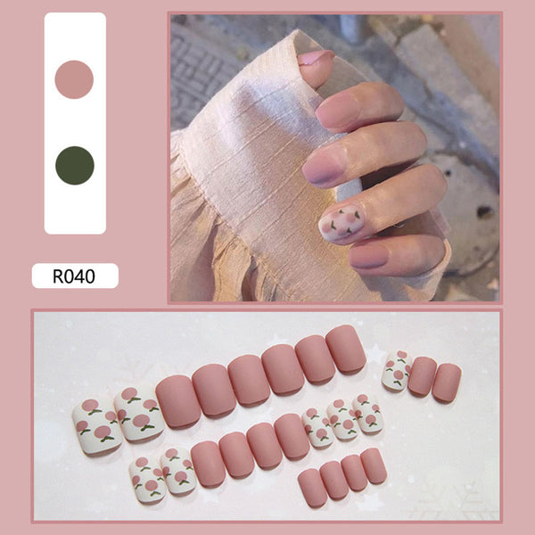 12 Sizes-24 Pcs Press On Nails R001