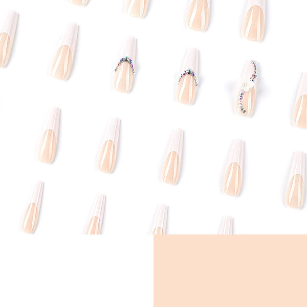 French Glossy Long Press on Nails