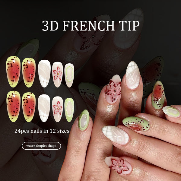12 Sizes-24 Pcs Press On Nails C1336