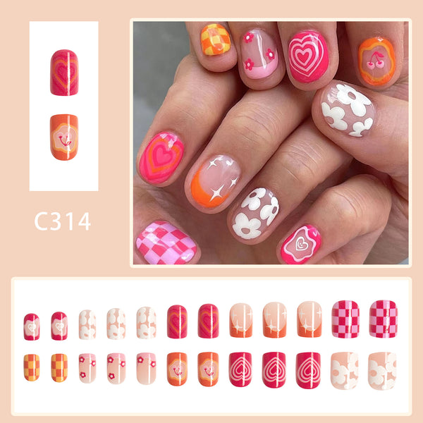 12 Sizes-24 Pcs Press On Nails C314